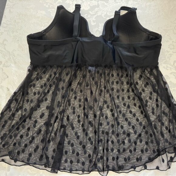 Swim By Cacique Balconette 40C Black Tankini Swimsuit Top Sheer Polka‎ Dot - Picture 11 of 11